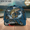 Maxcorners Fishing Cap Blue Marsh Bass Design Multicolor Options Personalized Name (12 Fish Species)