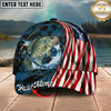 Maxcorners Catfish USA Flag Patriotic Style Multicolor Options Personalized Name (12 Fish Species)