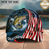 Maxcorners USA Flag Patriotic Style Multicolor Options Personalized Name (12 Fish Species)