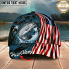Maxcorners USA Flag Patriotic Style Multicolor Options Personalized Name (12 Fish Species)