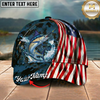 Maxcorners USA Flag Patriotic Style Multicolor Options Personalized Name (12 Fish Species)