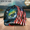 Maxcorners USA Flag Patriotic Style Multicolor Options Personalized Name (12 Fish Species)
