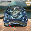 Maxcorners Fishing Cap Blue Camouflage Water Splash Design Multicolor Options Personalized Name (12 Fish Species)