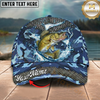Maxcorners Fishing Cap Blue Camouflage Water Splash Design Multicolor Options Personalized Name (12 Fish Species)