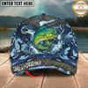 Maxcorners Fishing Cap Blue Camouflage Water Splash Design Multicolor Options Personalized Name (12 Fish Species)