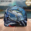Maxcorners Fishing Cap Midnight Water Swirl Design Multicolor Options Personalized Name (12 Fish Species)