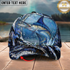 Maxcorners Fishing Cap Midnight Water Swirl Design Multicolor Options Personalized Name (12 Fish Species)