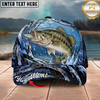 Maxcorners Fishing Cap Midnight Water Swirl Design Multicolor Options Personalized Name (12 Fish Species)