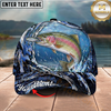 Maxcorners Fishing Cap Midnight Water Swirl Design Multicolor Options Personalized Name (12 Fish Species)