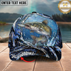 Maxcorners Fishing Cap Midnight Water Swirl Design Multicolor Options Personalized Name (12 Fish Species)