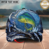Maxcorners Fishing Cap Midnight Water Swirl Design Multicolor Options Personalized Name (12 Fish Species)