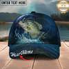 Maxcorners Fishing Cap Midnight Fishing Action Design Multicolor Options Personalized Name (12 Fish Species)