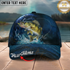 Maxcorners Fishing Cap Midnight Fishing Action Design Multicolor Options Personalized Name (12 Fish Species)