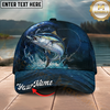 Maxcorners Fishing Cap Midnight Fishing Action Design Multicolor Options Personalized Name (12 Fish Species)