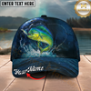 Maxcorners Fishing Cap Midnight Fishing Action Design Multicolor Options Personalized Name (12 Fish Species)