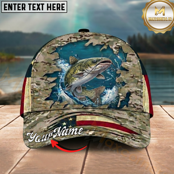 Maxcorners Catfish Desert Camo Water Burst Multicolor Options Personalized Name (12 Fish Species)