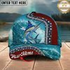 Maxcorners Fishing Cap Patriotic Wave And Zipper Design Multicolor Options Personalized Name (12 Fish Species)
