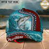 Maxcorners Fishing Cap Patriotic Wave And Zipper Design Multicolor Options Personalized Name (12 Fish Species)