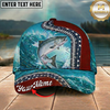 Maxcorners Fishing Cap Patriotic Wave And Zipper Design Multicolor Options Personalized Name (12 Fish Species)