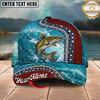 Maxcorners Fishing Cap Patriotic Wave And Zipper Design Multicolor Options Personalized Name (12 Fish Species)