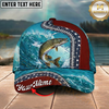 Maxcorners Fishing Cap Patriotic Wave And Zipper Design Multicolor Options Personalized Name (12 Fish Species)