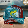 Maxcorners Fishing Cap Patriotic Wave And Zipper Design Multicolor Options Personalized Name (12 Fish Species)