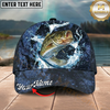 Maxcorners Fishing Cap Midnight Salmon Splash Design Multicolor Options Personalized Name (12 Fish Species)