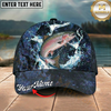 Maxcorners Fishing Cap Midnight Salmon Splash Design Multicolor Options Personalized Name (12 Fish Species)