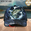 Maxcorners Fishing Cap Midnight Salmon Splash Design Multicolor Options Personalized Name (12 Fish Species)