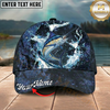 Maxcorners Fishing Cap Midnight Salmon Splash Design Multicolor Options Personalized Name (12 Fish Species)