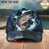 Maxcorners Fishing Cap Midnight Salmon Splash Design Multicolor Options Personalized Name (12 Fish Species)