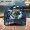 Maxcorners Fishing Cap Midnight Salmon Splash Design Multicolor Options Personalized Name (12 Fish Species)