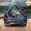 Maxcorners Fishing Cap Navy Ocean Camo Design Multicolor Options Personalized Name (12 Fish Species)