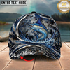 Maxcorners Fishing Cap Navy Ocean Camo Design Multicolor Options Personalized Name (12 Fish Species)