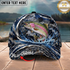 Maxcorners Fishing Cap Navy Ocean Camo Design Multicolor Options Personalized Name (12 Fish Species)