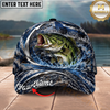 Maxcorners Fishing Cap Navy Ocean Camo Design Multicolor Options Personalized Name (12 Fish Species)