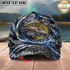 Maxcorners Fishing Cap Navy Ocean Camo Design Multicolor Options Personalized Name (12 Fish Species)