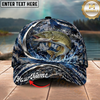Maxcorners Fishing Cap Navy Ocean Camo Design Multicolor Options Personalized Name (12 Fish Species)