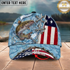 Maxcorners Fishing Cap Patriotic Lace-Up Design Multicolor Options Personalized Name (12 Fish Species)