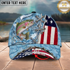 Maxcorners Fishing Cap Patriotic Lace-Up Design Multicolor Options Personalized Name (12 Fish Species)