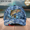 Maxcorners Fishing Cap Blue Water Camo Design Multicolor Options Personalized Name (12 Fish Species)