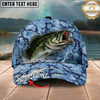Maxcorners Fishing Cap Blue Water Camo Design Multicolor Options Personalized Name (12 Fish Species)