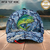 Maxcorners Fishing Cap Blue Water Camo Design Multicolor Options Personalized Name (12 Fish Species)