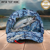 Maxcorners Fishing Cap Blue Water Camo Design Multicolor Options Personalized Name (12 Fish Species)