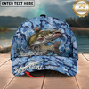 Maxcorners Fishing Cap Blue Water Camo Design Multicolor Options Personalized Name (12 Fish Species)
