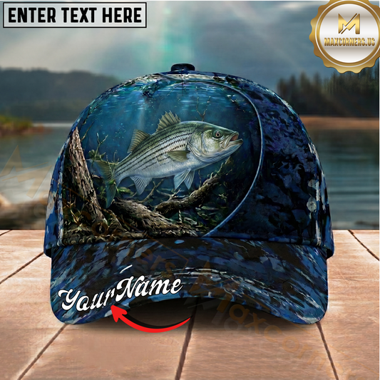 Maxcorners Fishing Cap Underwater River Scene Design Multicolor Options Personalized Name (12 Fish Species)
