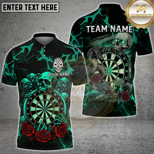 Maxcorners Skull Dart Shirt Gothic Snake Rose Art Multicolor Options Personalized Name, Team Name 3D Shirt (4 Colors)