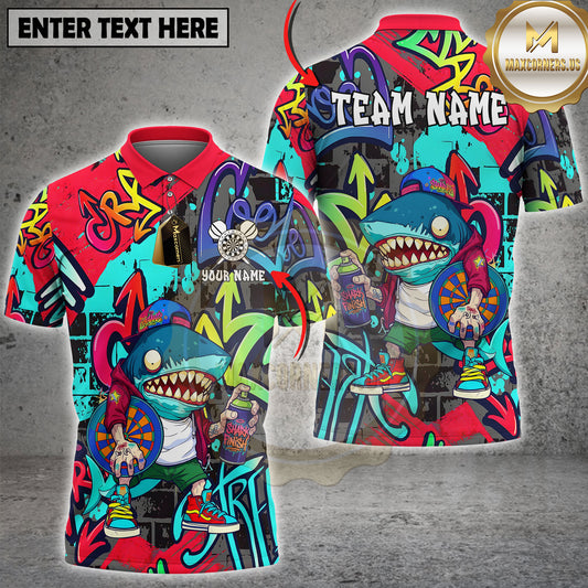 Maxcorners Graffiti Shark Darts Streetwear Multicolor Options Personalized Name, Team Name 3D Shirt (4 Colors)