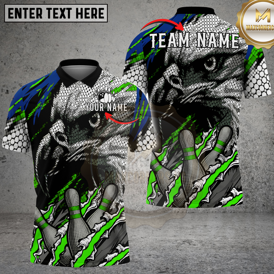 Maxcorners Bowling Skull Strike Art Multicolor Options Personalized Name, Team Name 3D Shirt (4 Colors)