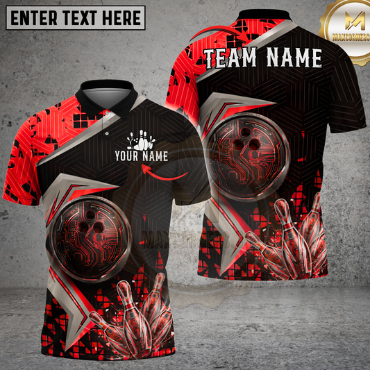 Maxcorners Bowling Ball Futuristic Neon Green Multicolor Options Personalized Name, Team Name 3D Shirt (4 Colors)